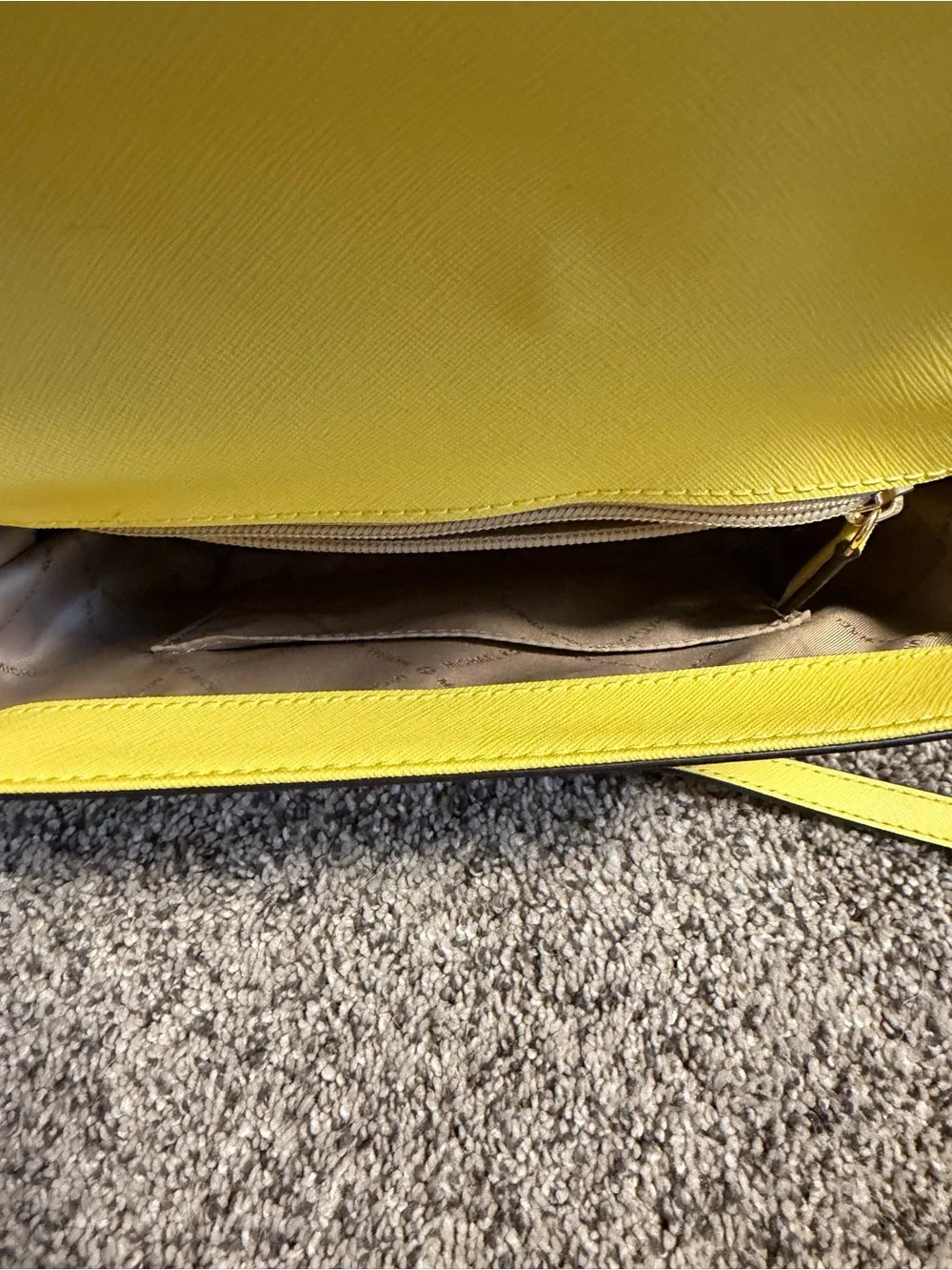 Michael Kors Yellow Studded Leather Satchel with Matching Card Case
